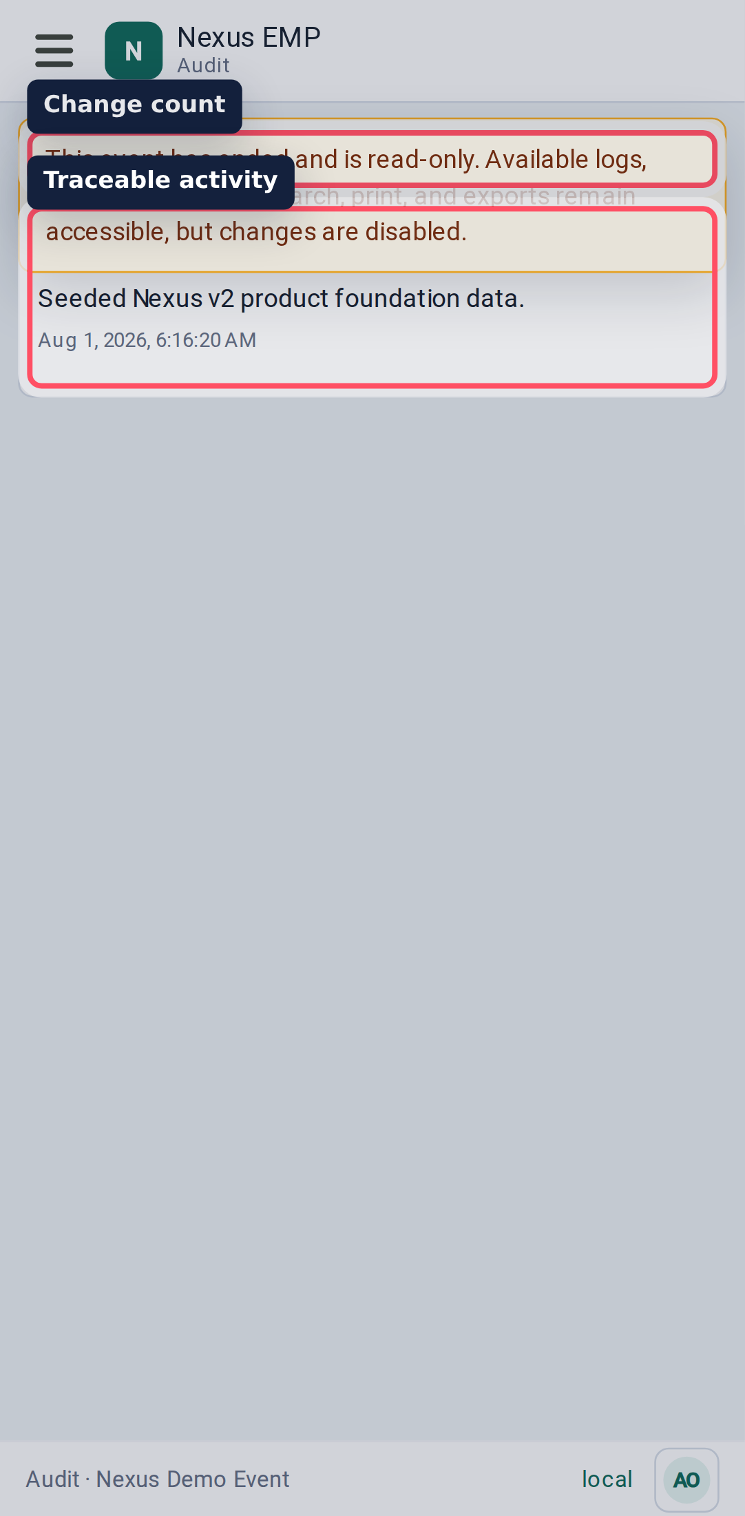 Configure audit stream mobile view