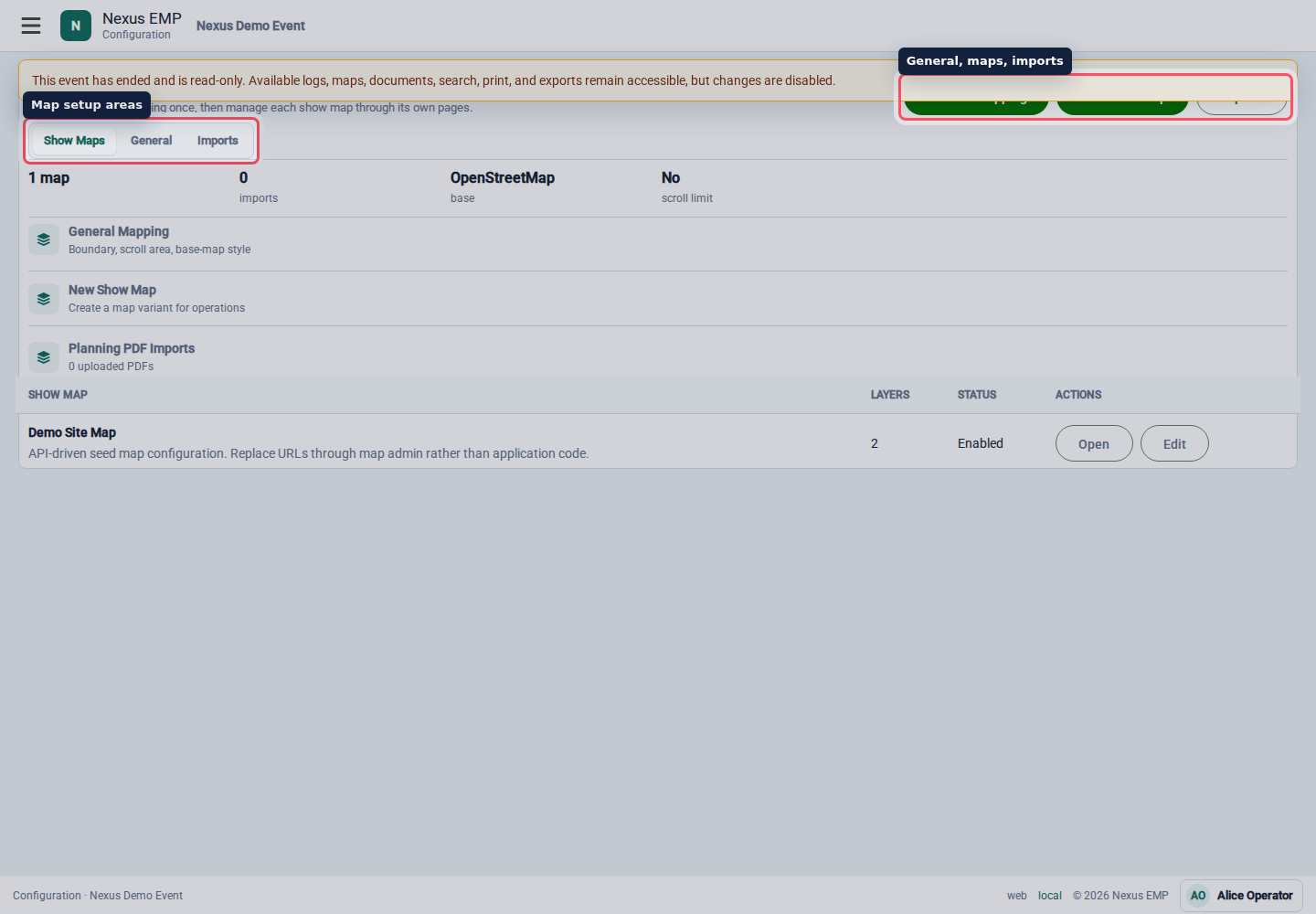 Configure mapping desktop view