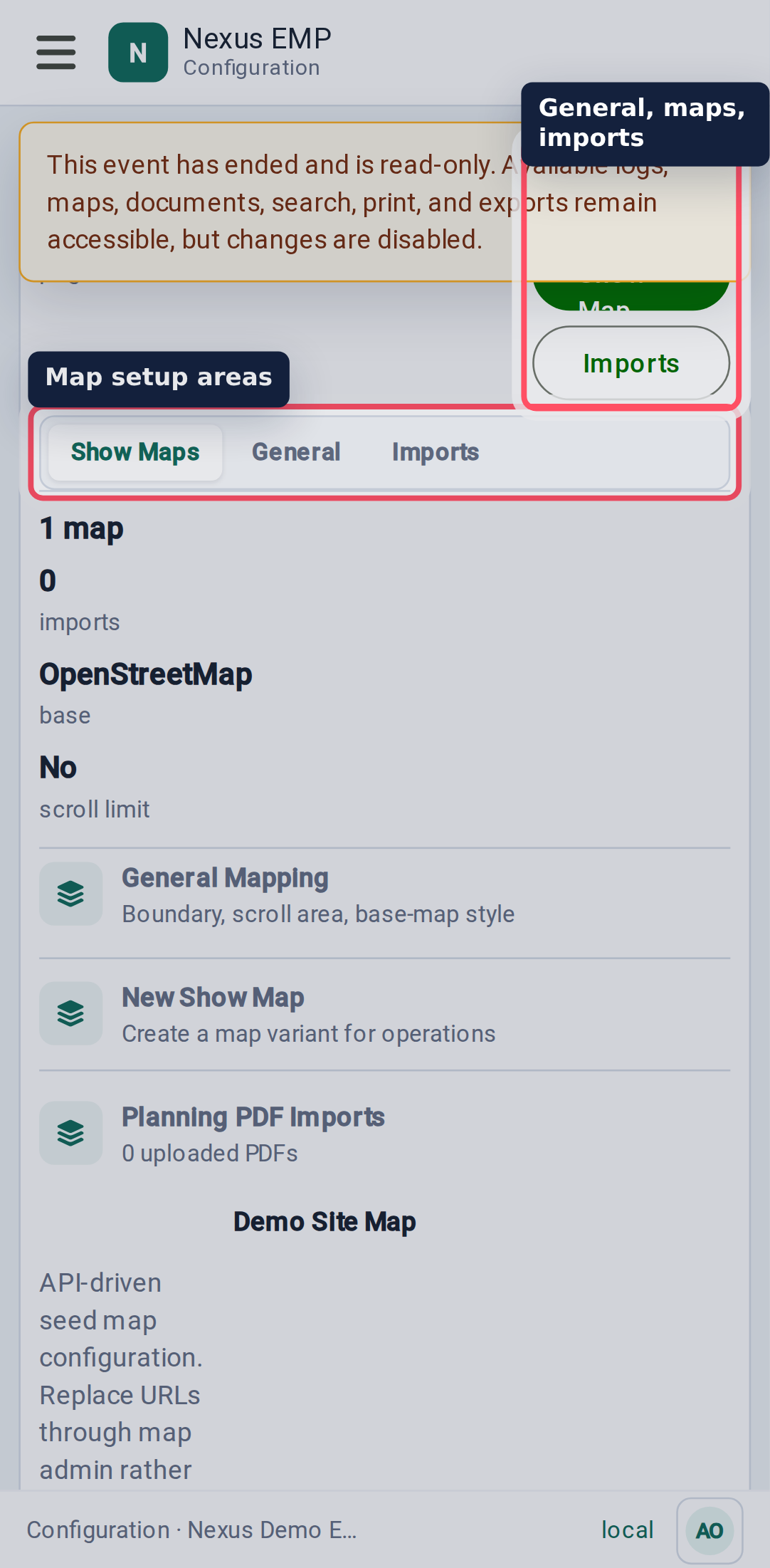 Configure mapping mobile view