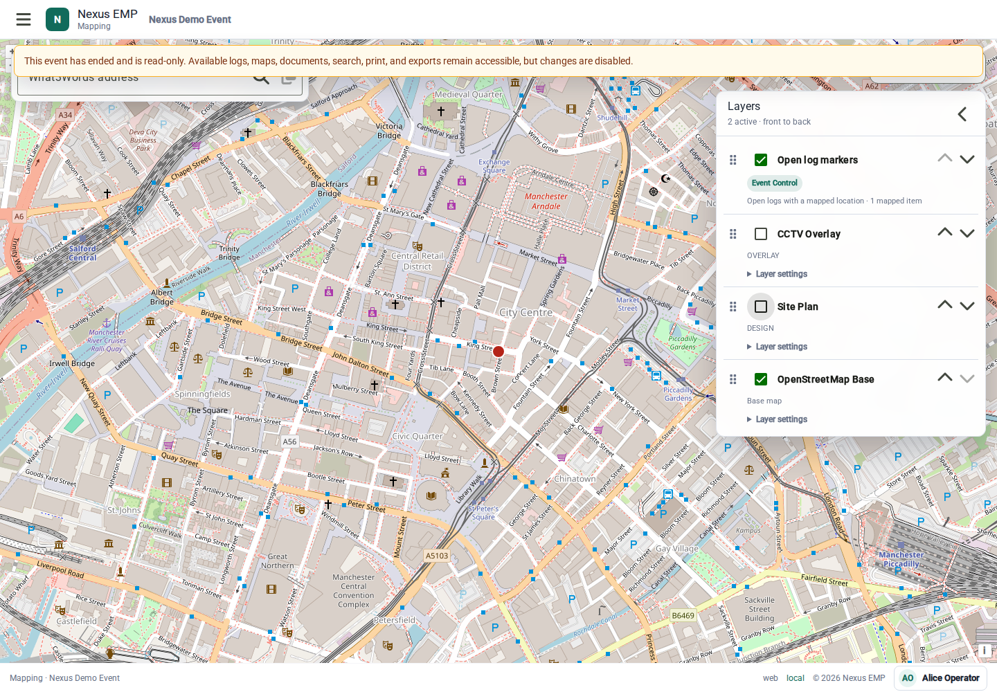 Mapping workspace desktop view